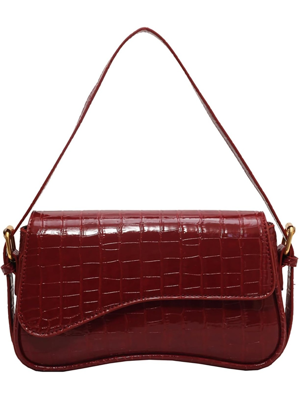 〽️ Women's Crocodile Red Vegan Leather Retro Straps Clutch Purse Crossbody Bag